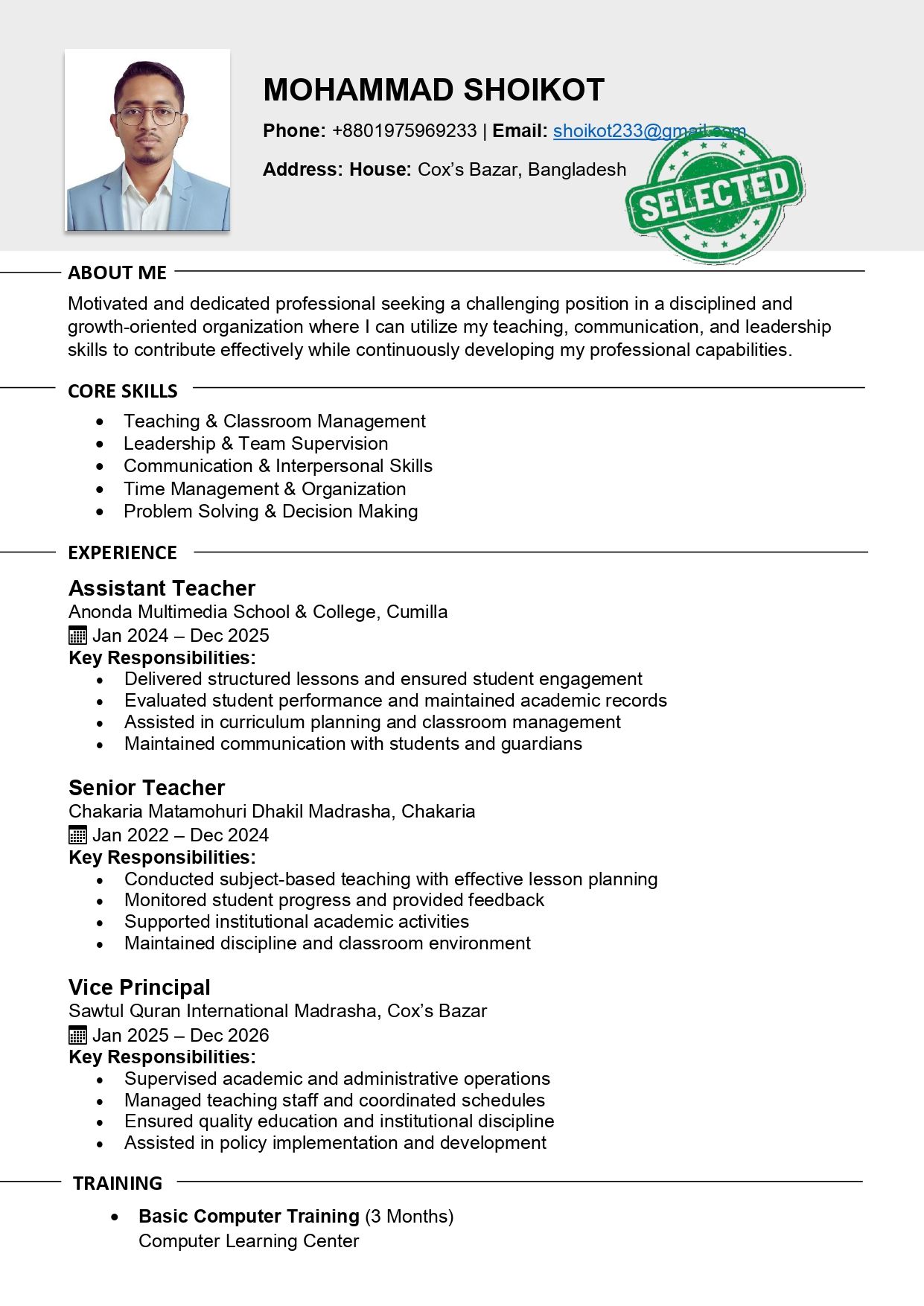 Professional ATS-Friendly Experience Cv