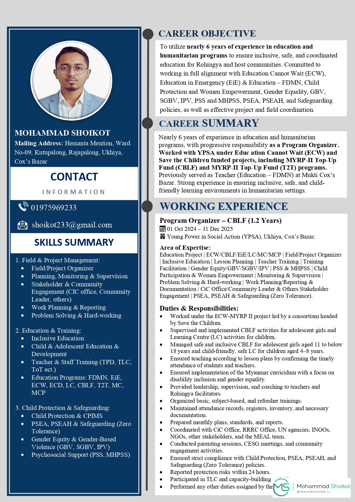 Professional ATS-Friendly  NGO Experience