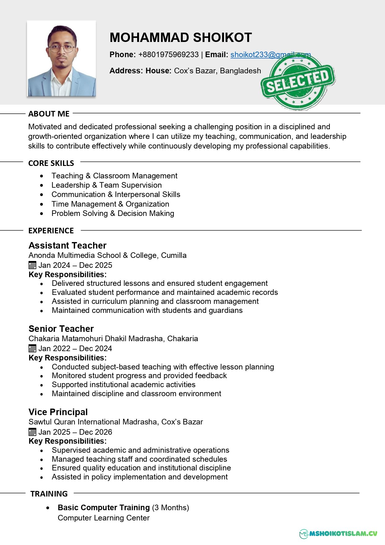 Professional ATS-Friendly Experience Cv