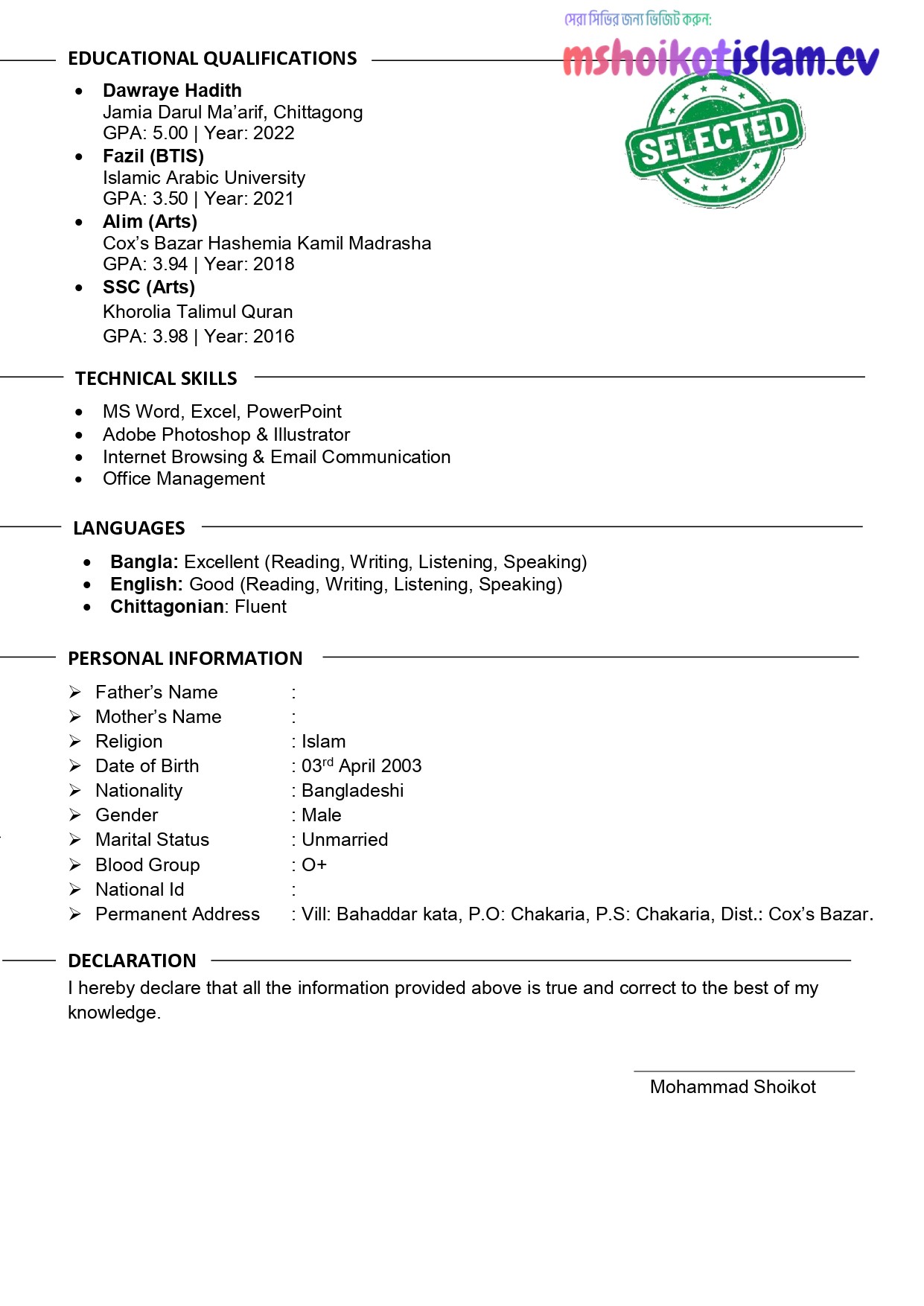 Professional ATS-Friendly Experience CV Template